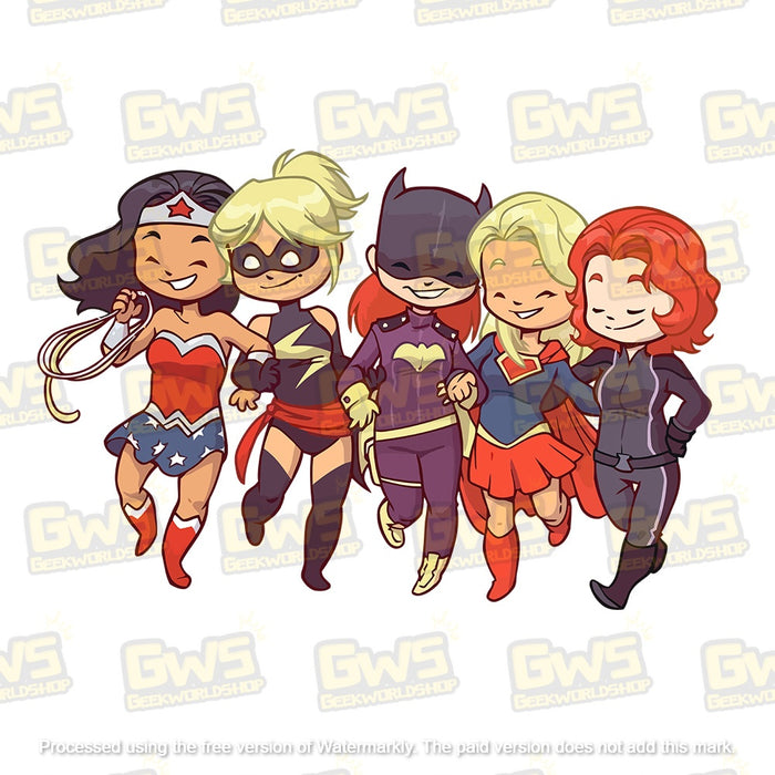 Chibi Superhero Heroines Crossover T-Shirt