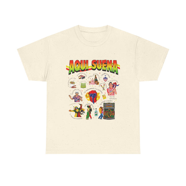 T-Shirt — "Aquí Suena" Latino Music Collage Tee