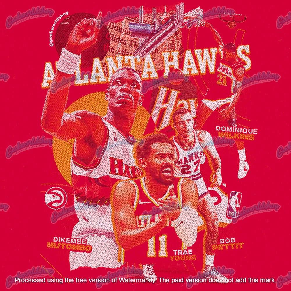 Atlanta Hawks Retro Collage Bootleg Style T-Shirt – Vintage Streetwear