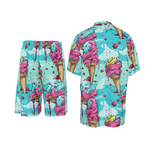 "Frosted Flex" Silk-Style Shirt Suit – Ice Cream Pattern | Made 2 Order