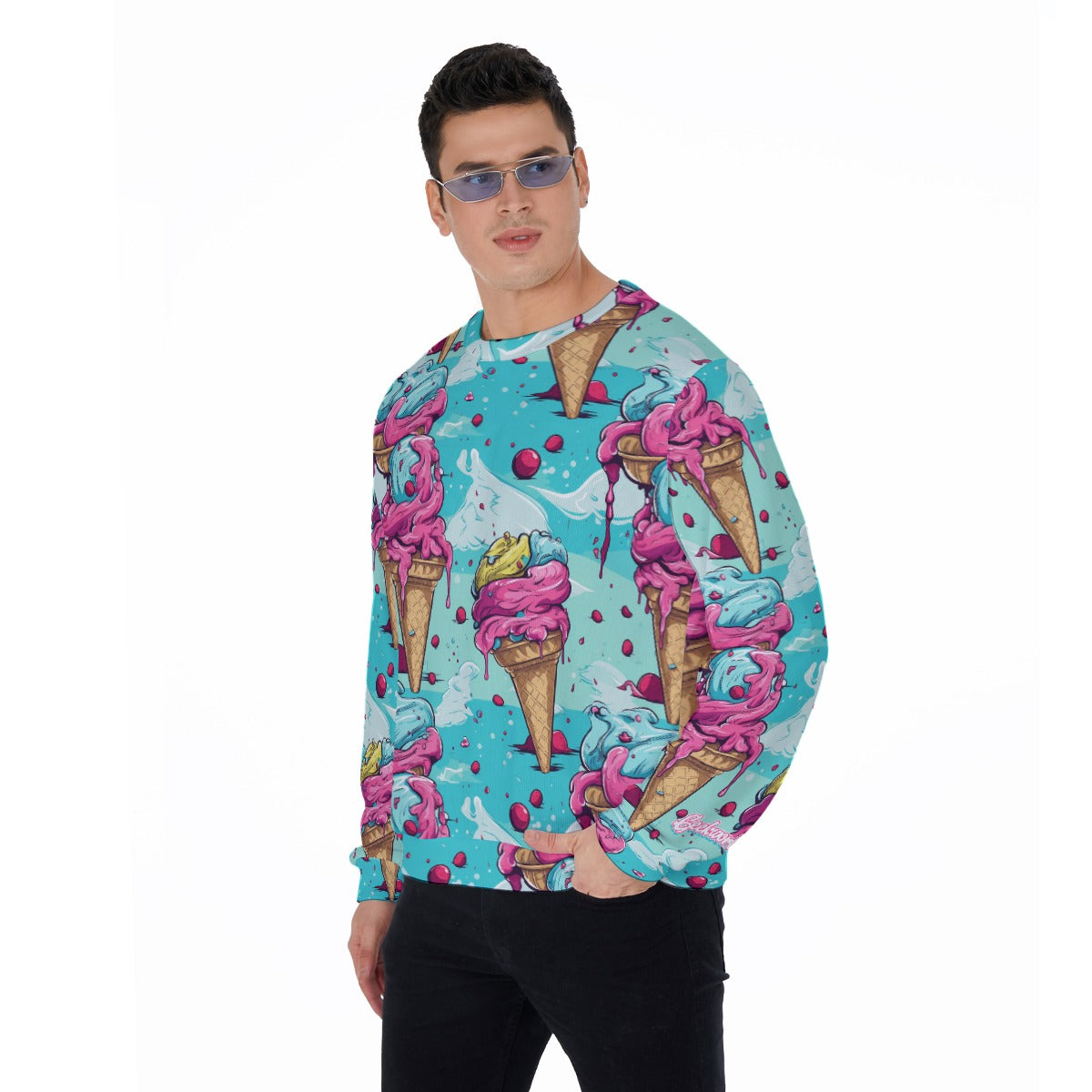 "Cone Cozy" All-Over Print Sweater – Ice Cream Pattern | Made 2 Order