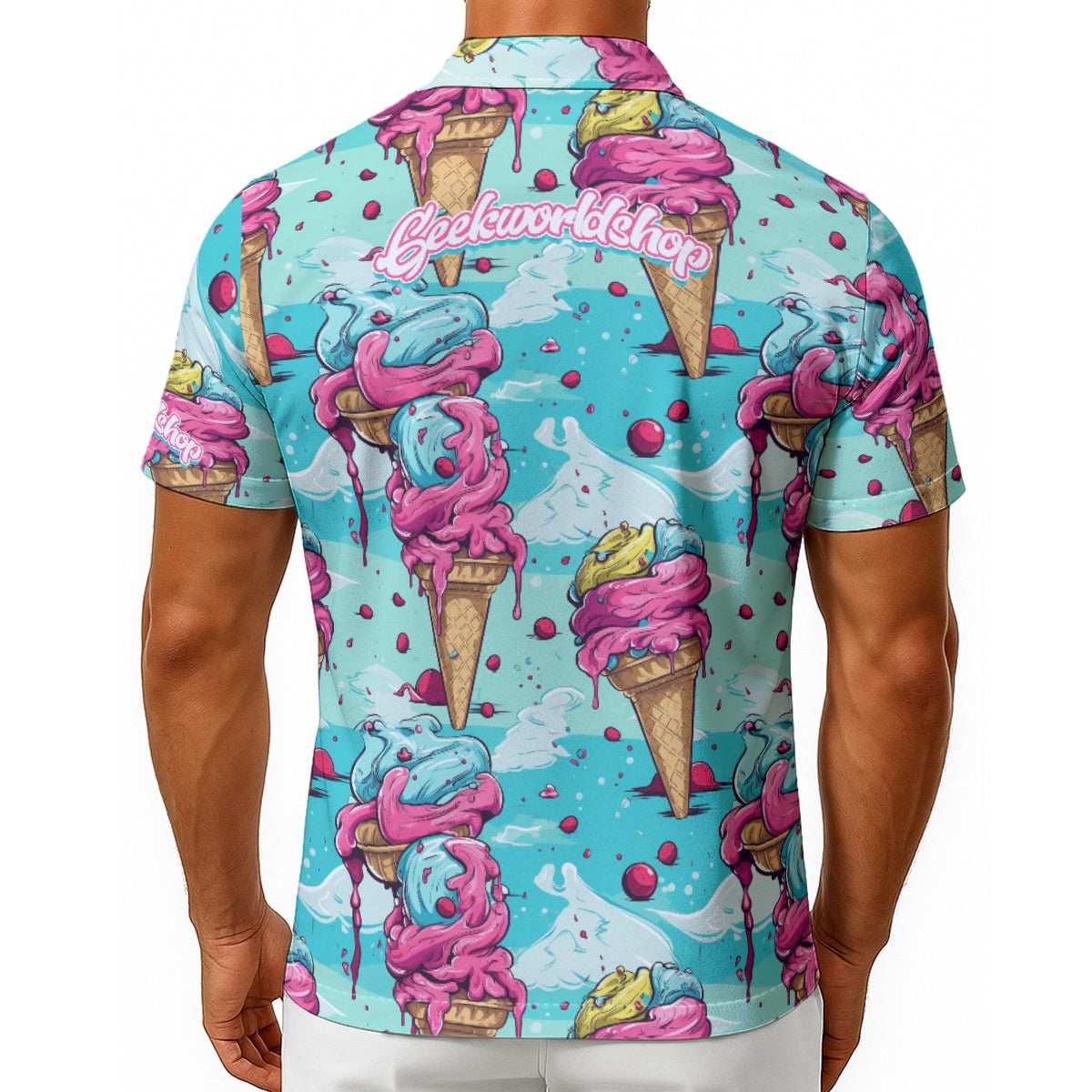 "Sundae Breeze" Hawaiian Shirt – Ice Cream Cone Print | Made 2 Order