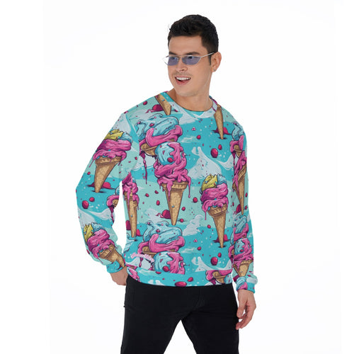 "Cone Cozy" All-Over Print Sweater – Ice Cream Pattern | Made 2 Order