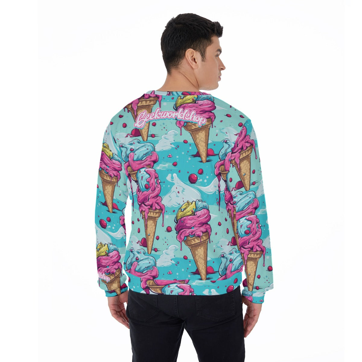 "Cone Cozy" All-Over Print Sweater – Ice Cream Pattern | Made 2 Order