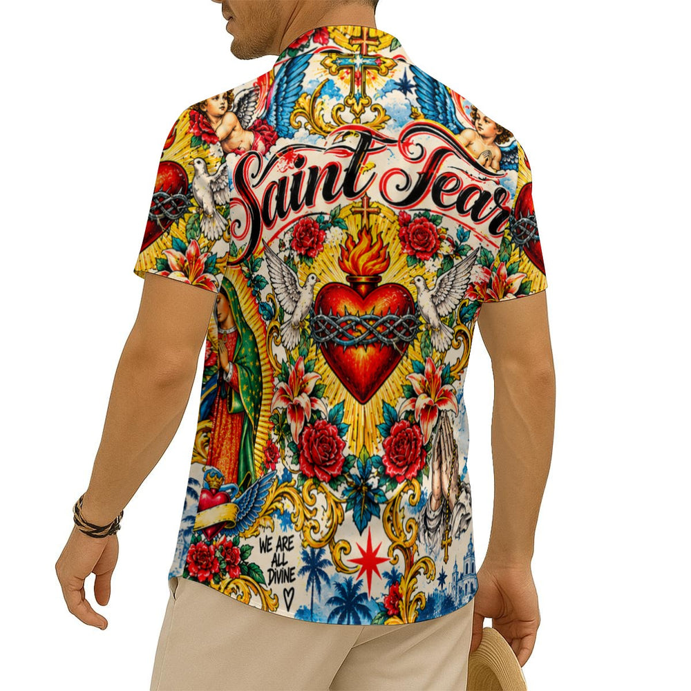 Silk Short-Sleeved Shirt | Saint Tears — Religious Tattoo Art