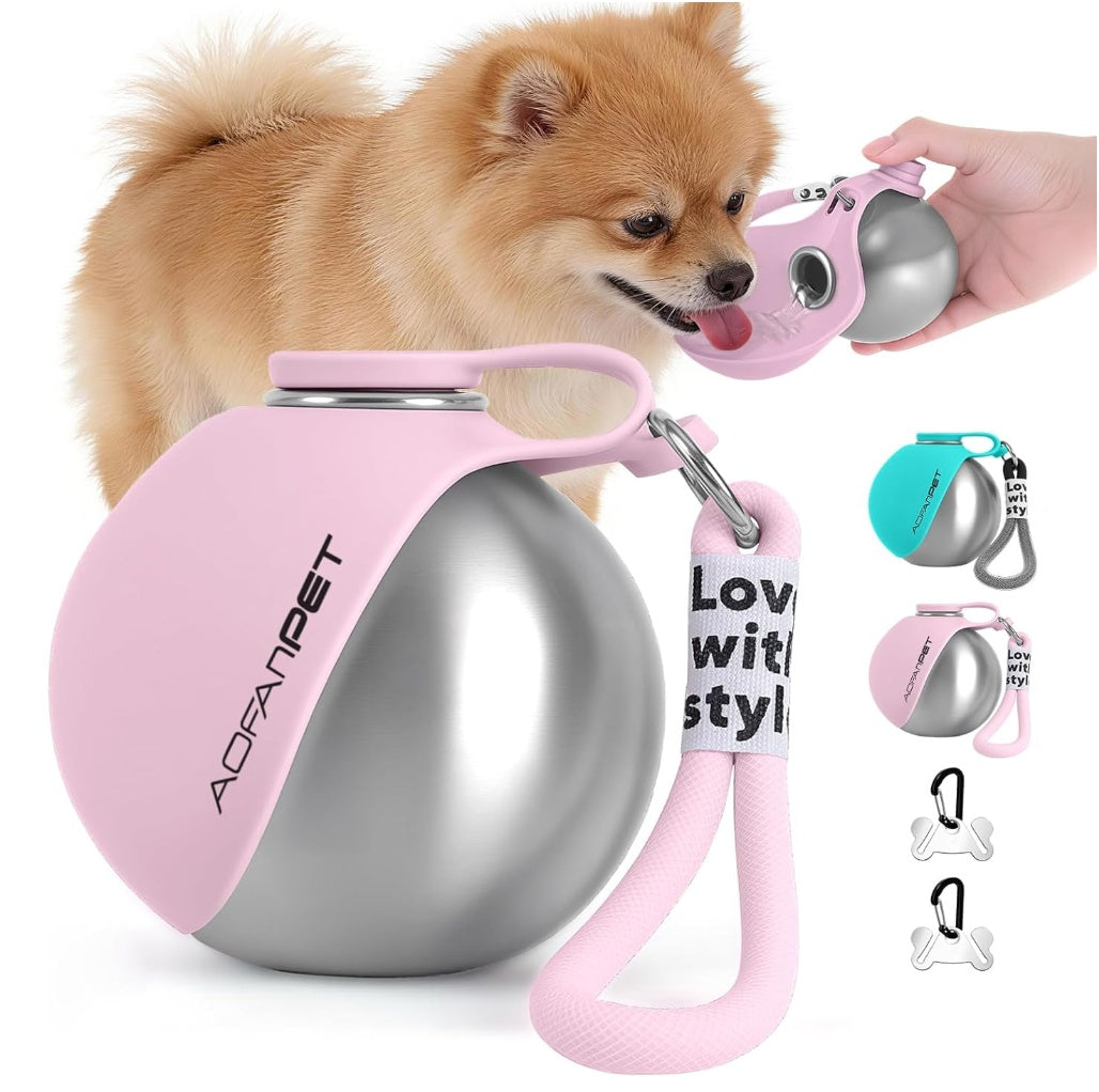 Stainless Steel Sidekick Travel Bottle – 2-in-1 Pet Hydration Station