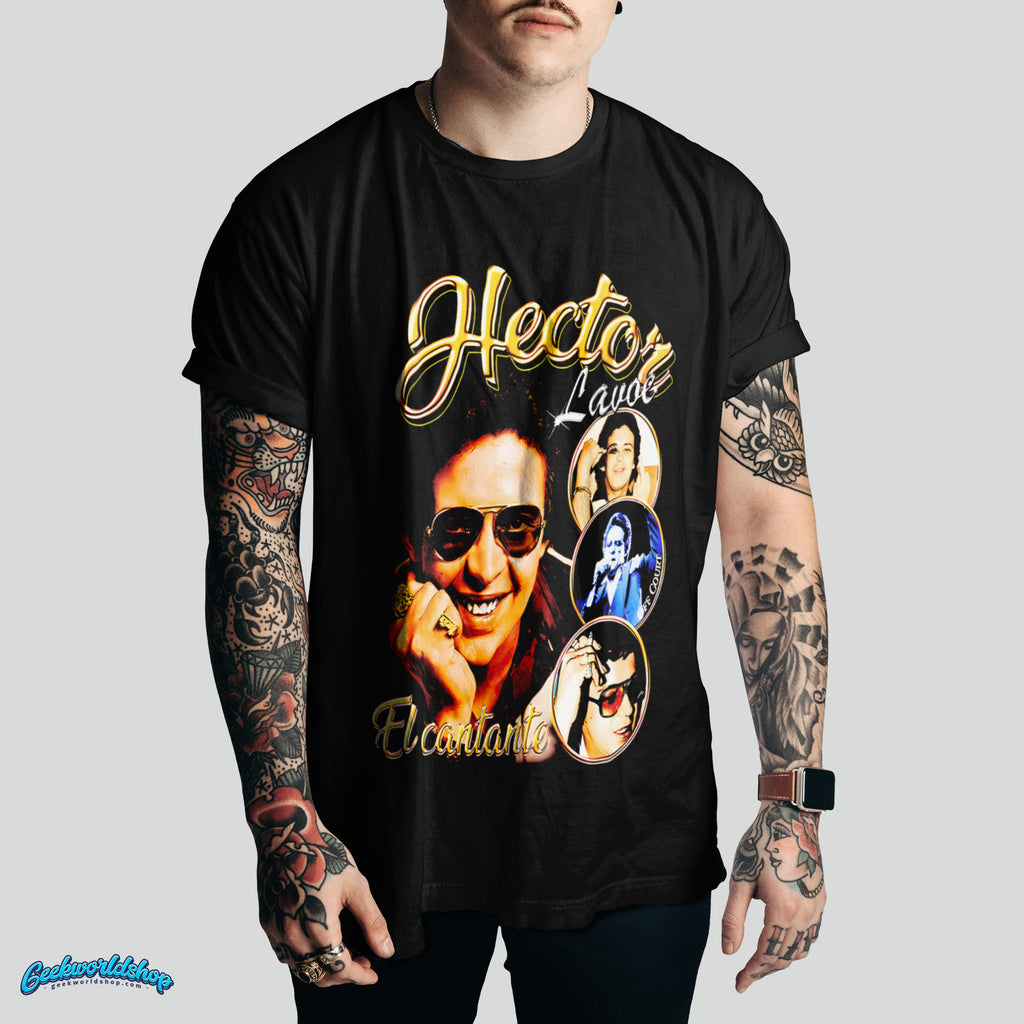 Héctor Lavoe Black T-Shirt – Gold “El Cantante” | Salsa Legends Tee