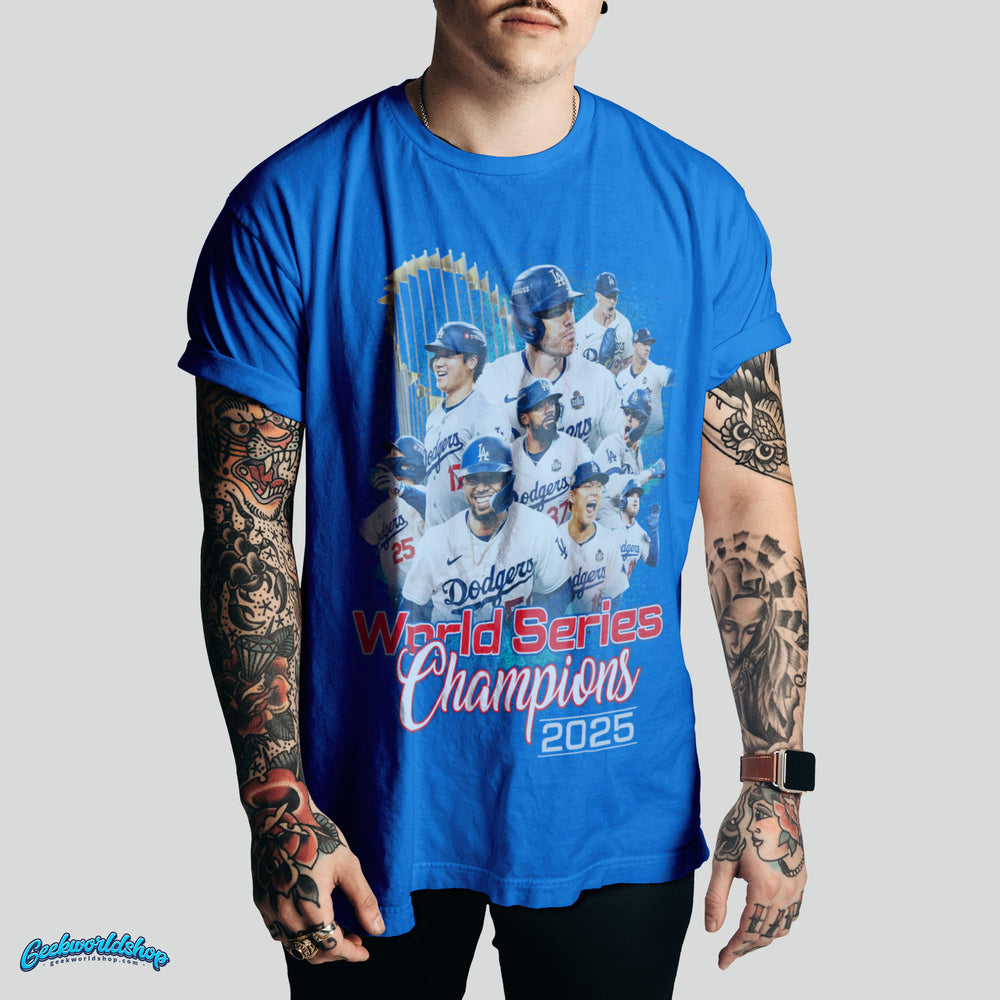 LA Dodgers 2025 Full Roster Collage T-Shirt – World Series Fan Art Tee