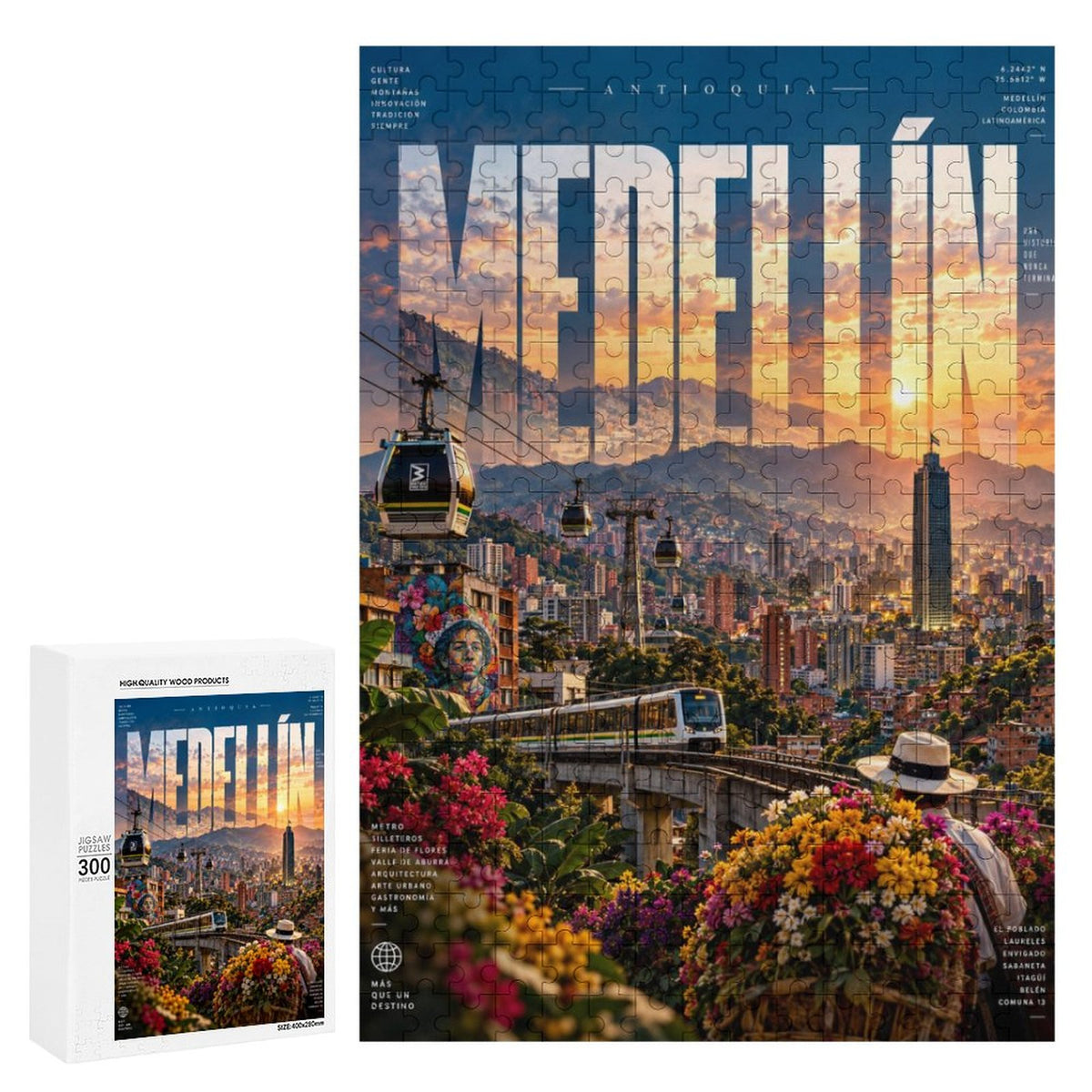 Vertical Colorful Wooden Puzzle -  Medellin Antioquia