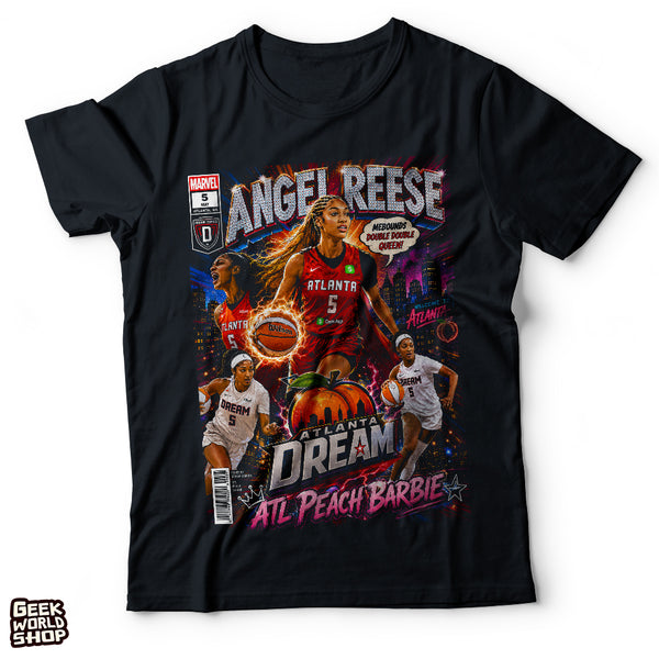 "ATL Peach Barbie" Angel Reese Atlanta Dream Comic Book Graphic T-Shirt