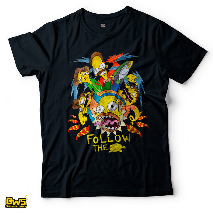 Black The Simpsons T-Shirt - "Guatemalan Insanity Pepper / Follow The Tortoise" Hallucinatory T-Shirt