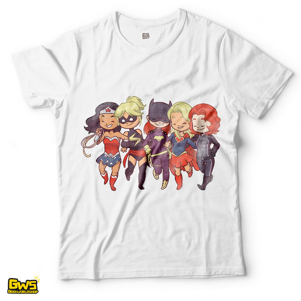 Chibi Superhero Heroines Crossover T-Shirt