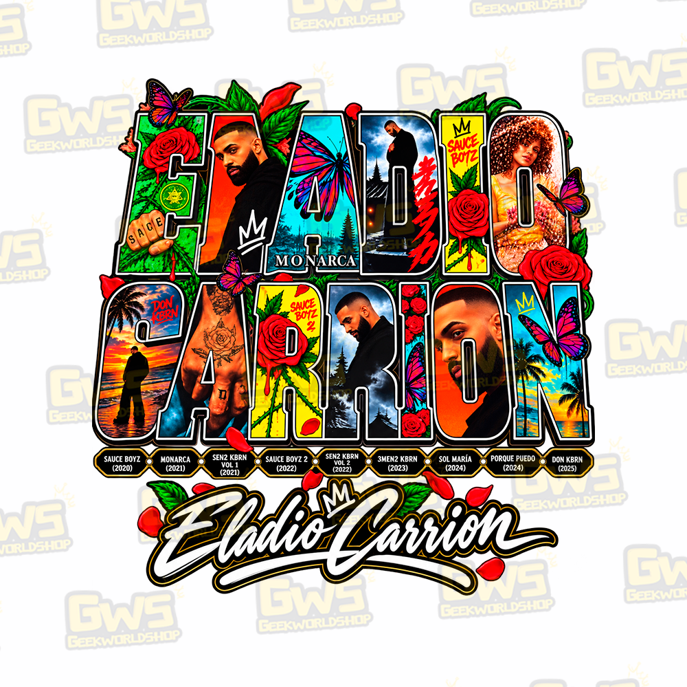 Eladio Carrión Discography Collage T-Shirt Latin Trap Streetwear