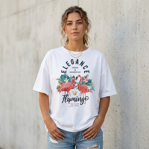 Elegance Flamingo Tropical Crop Top - Summer Beach T-Shirt