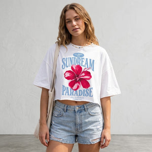 Sundream Paradise Hibiscus Oversized T-Shirt - Tropical Coastal