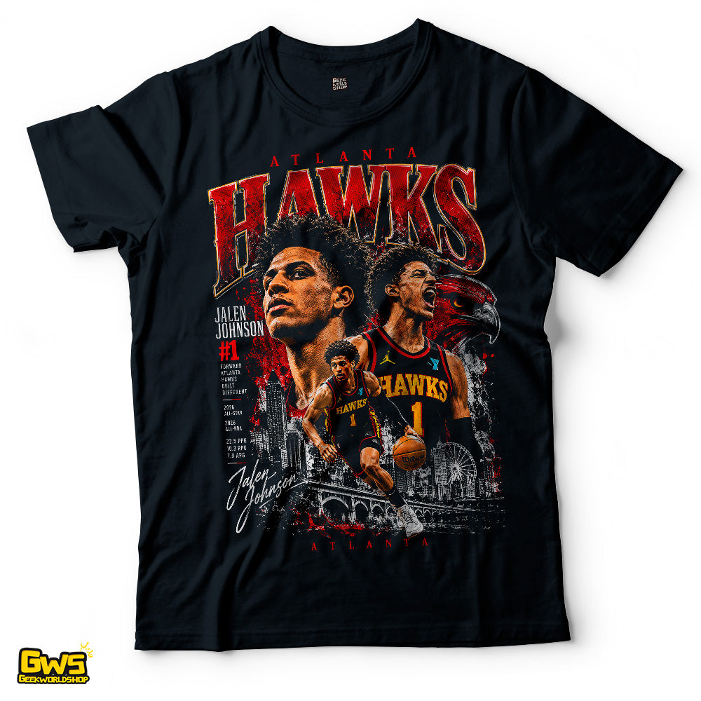 Jalen Johnson T-Shirt – Atlanta Hawks Retro Collage