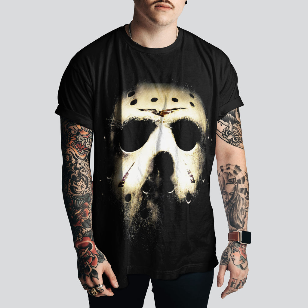 Jason Voorhes Mask "Friday the 13th" T-Shirt |  Horror Tee – Pop Culture & Thriller Vibes