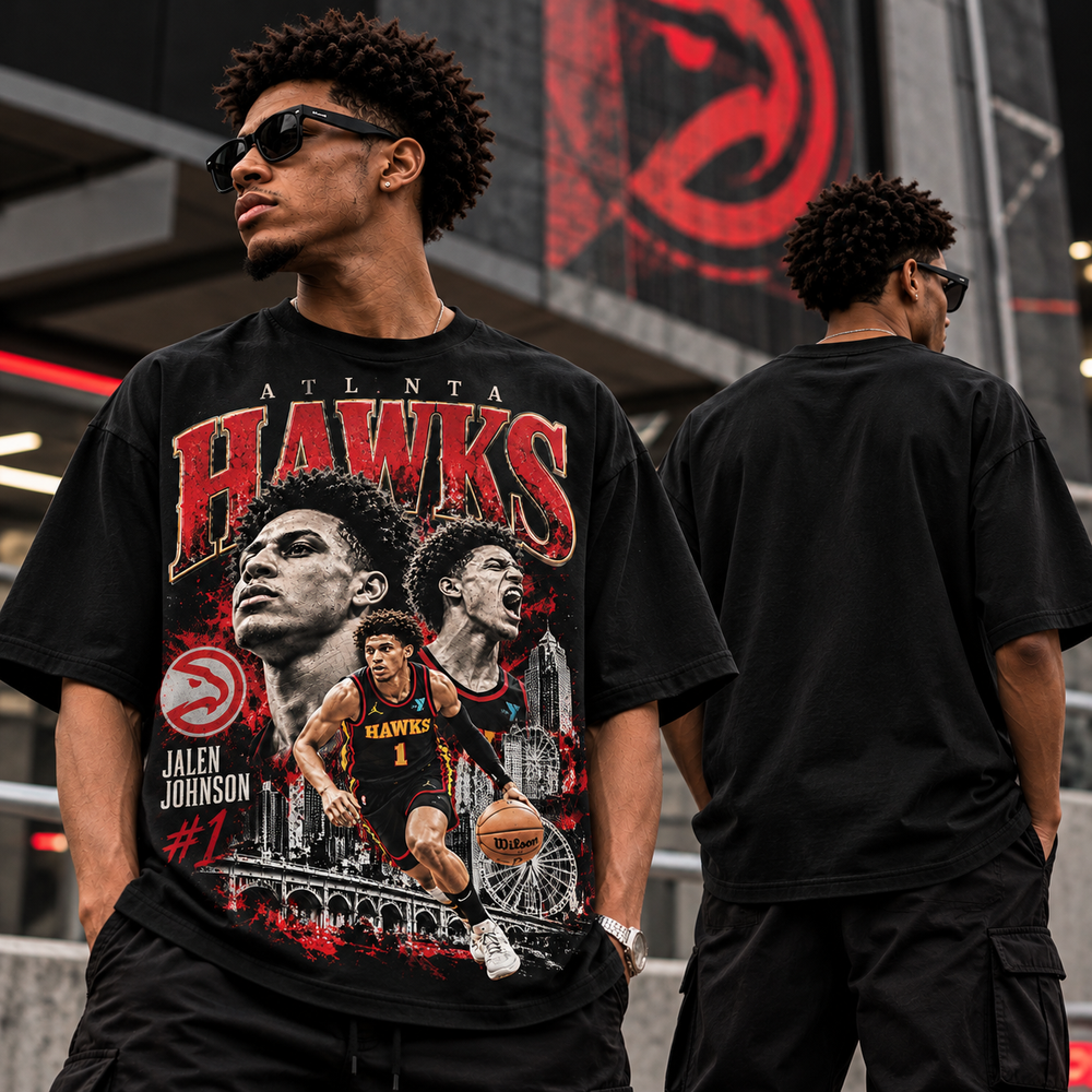 Jalen Johnson T-Shirt – Atlanta Hawks Retro Collage