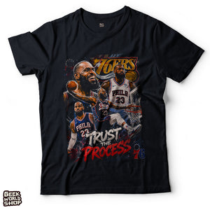 LeBron James Philadelphia 76ers Comic Book T-Shirt