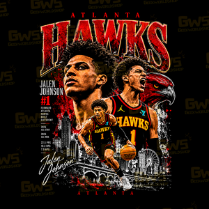 Jalen Johnson T-Shirt – Atlanta Hawks Retro Collage