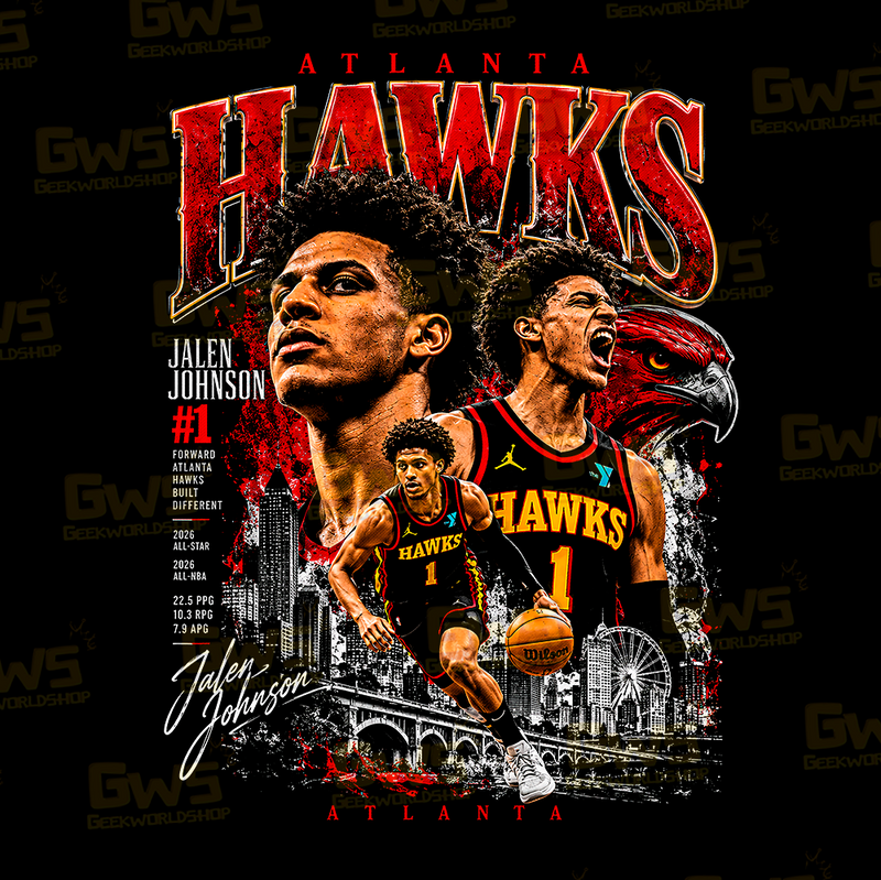 Jalen Johnson T-Shirt – Atlanta Hawks Retro Collage