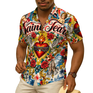 Silk Short-Sleeved Shirt | Saint Tears — Religious Tattoo Art