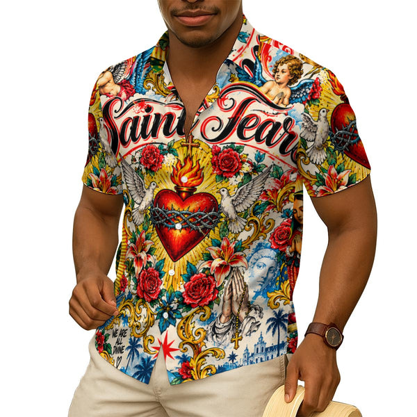 Silk Short-Sleeved Shirt | Saint Tears — Religious Tattoo Art