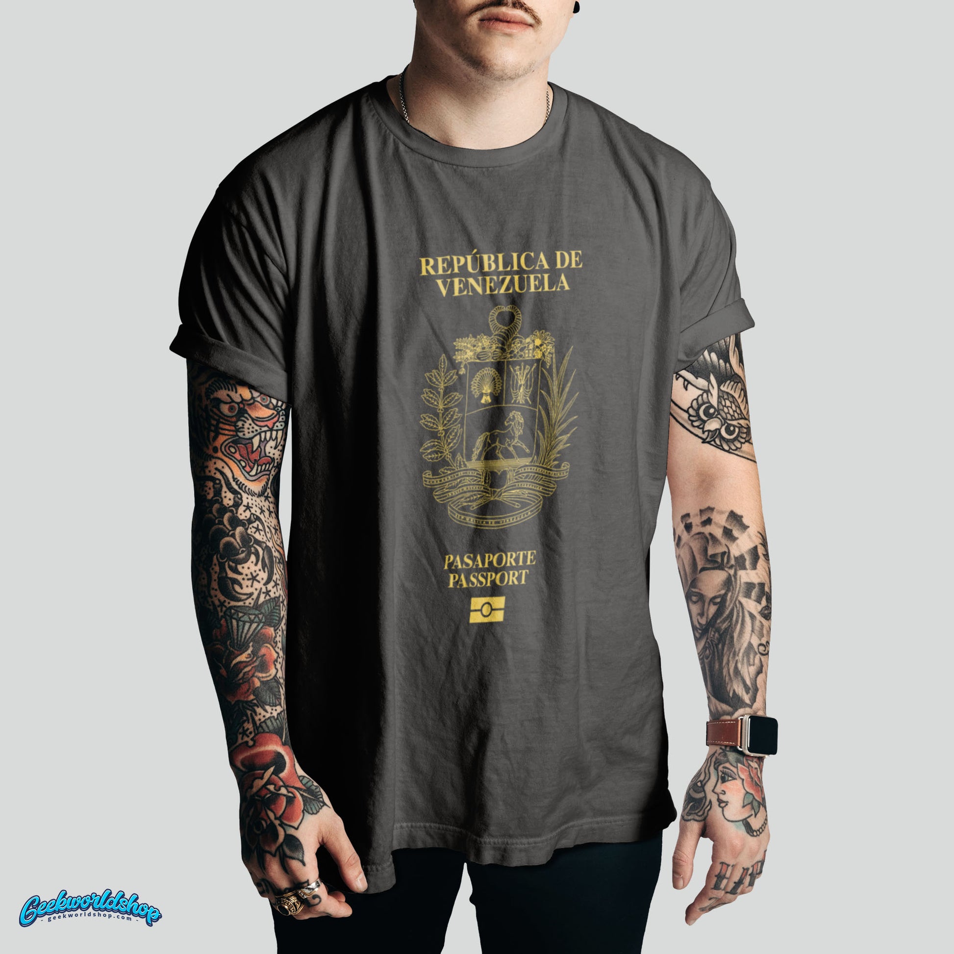 Venezuela Passport Logo T-Shirt – Vintage Travel Style Tee
