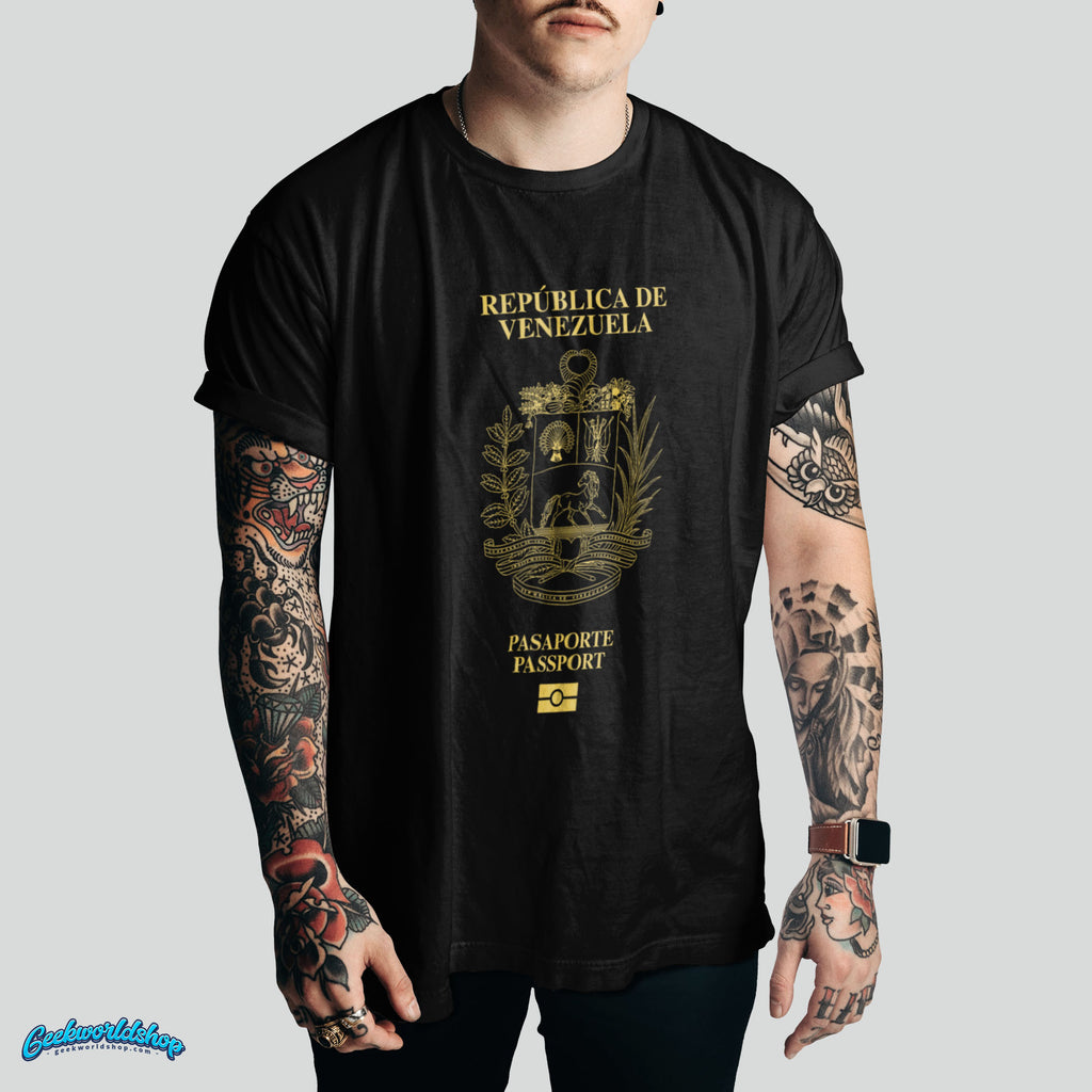 Venezuela Passport Logo T-Shirt – Vintage Travel Style Tee