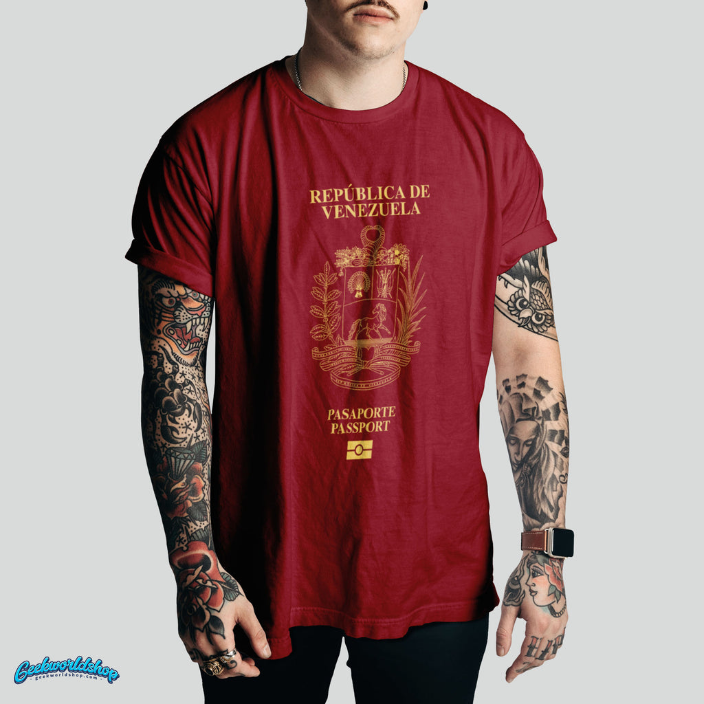 Venezuela Passport Logo T-Shirt – Vintage Travel Style Tee
