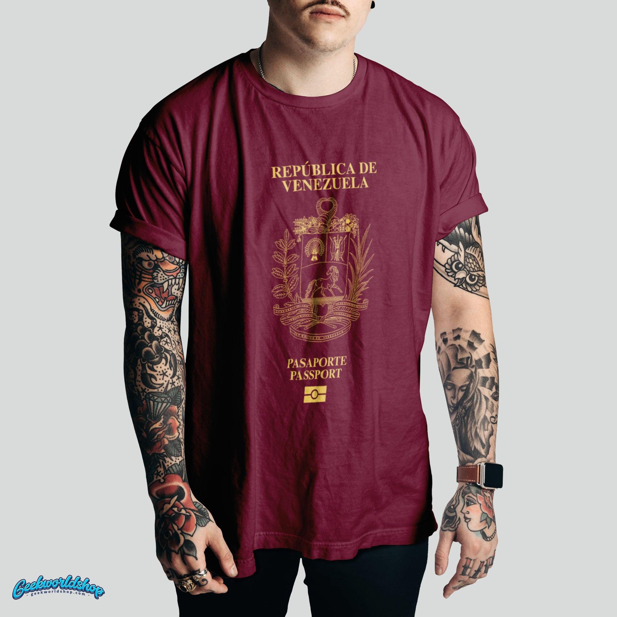 Venezuela Passport Logo T-Shirt – Vintage Travel Style Tee