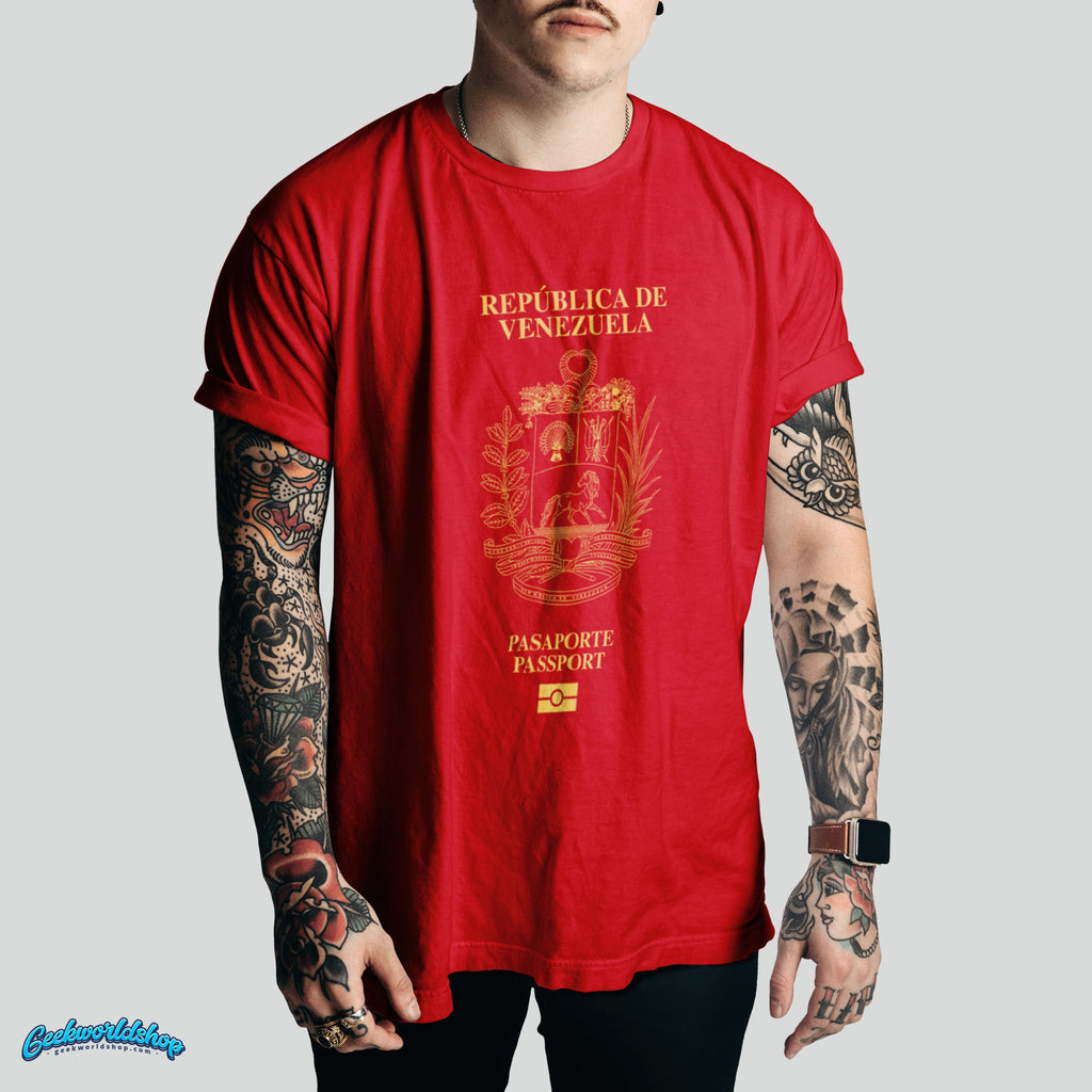 Venezuela Passport Logo T-Shirt – Vintage Travel Style Tee