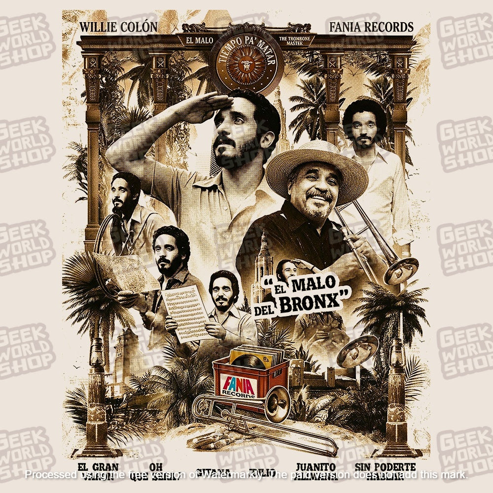 Willie Colon El Malo del Bronx T-Shirt | Vintage Salsa Poster T Shirt