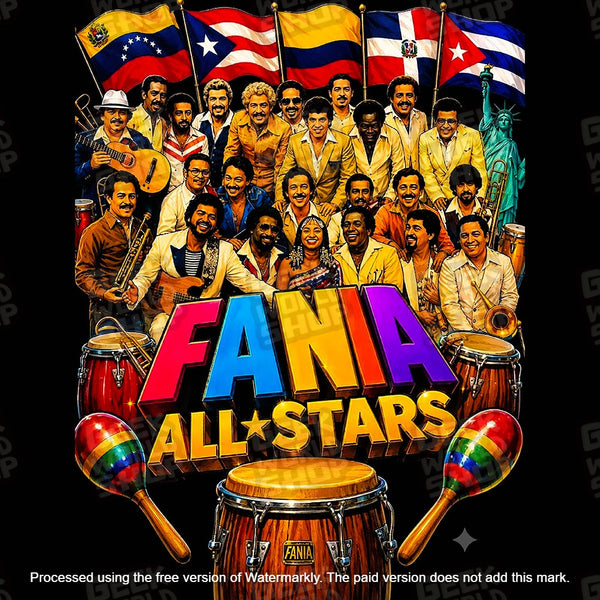 Fania All Stars Latin Salsa Legends Retro Graphic T-Shirt