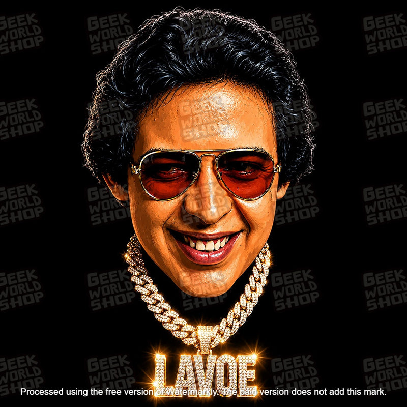 Hector Lavoe Iced Out Chain T-Shirt | big head Streetwear Salsa T Shirt
